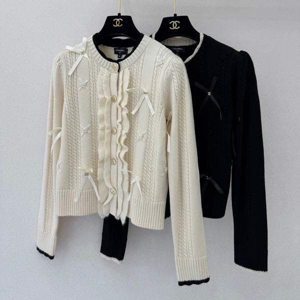 CC 26s Bow Cable Knit Cardigan Wool 451029