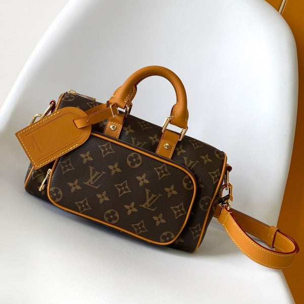 LV M14026 Keepall Bandoulière Cargo 25 Brown Monogram Caflskin GHW