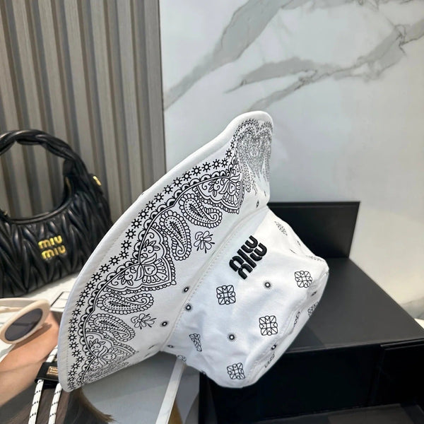 Chapeau à larges bords Miumiu à motif bandana et logo brodé 229395