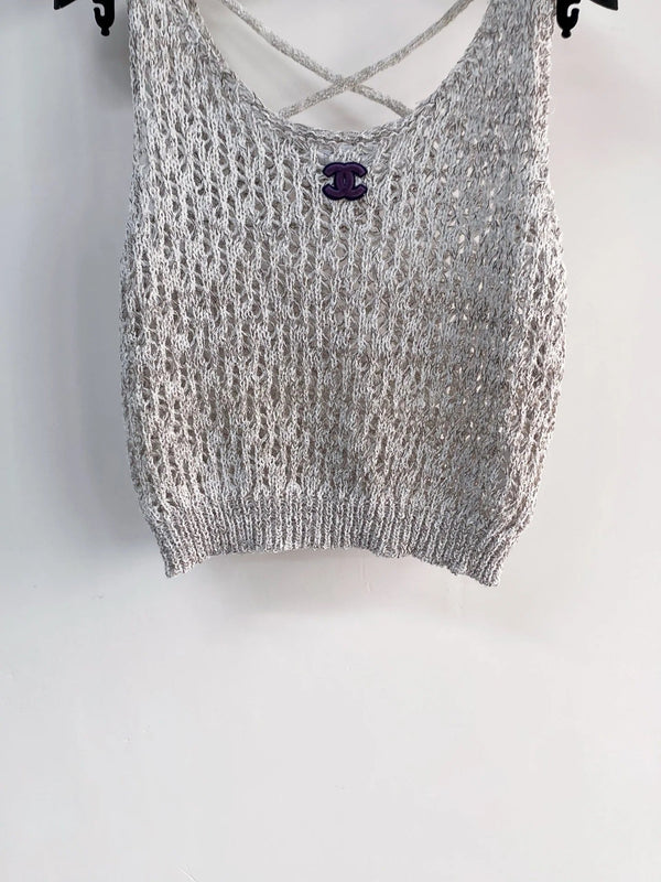 Chanel Gilet 2026 Laine Cachemire Rose et Gris 166789
