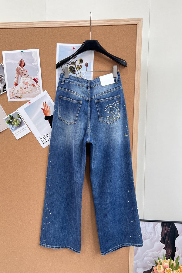 Chanel 2026 Jean Peinturé Effet Éclaboussures Coton Bleu 148270