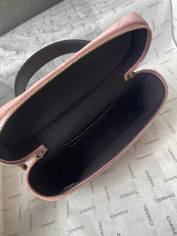 Chanel 2026 Vanity Bag 19.5cm Pink mix Black Suede Leather