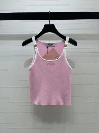 Miu 2026 Block U-Neck Knitted Vest Wool 375011