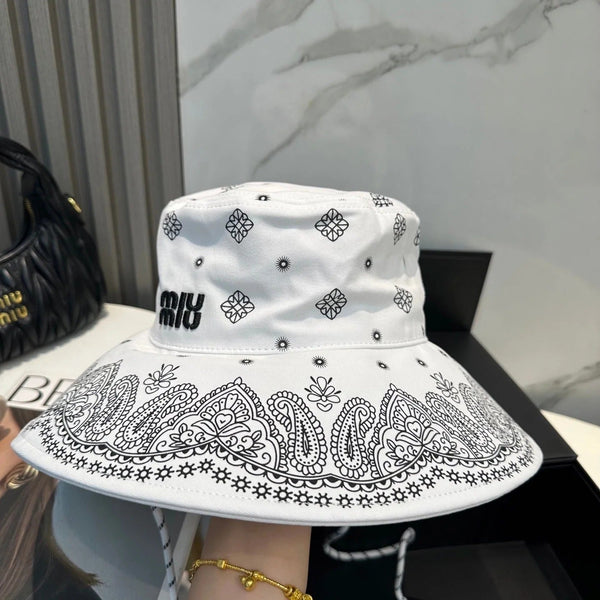Chapeau à larges bords Miumiu à motif bandana et logo brodé 229395