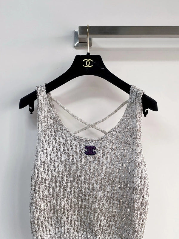 Chanel Gilet 2026 Laine Cachemire Rose et Gris 166789