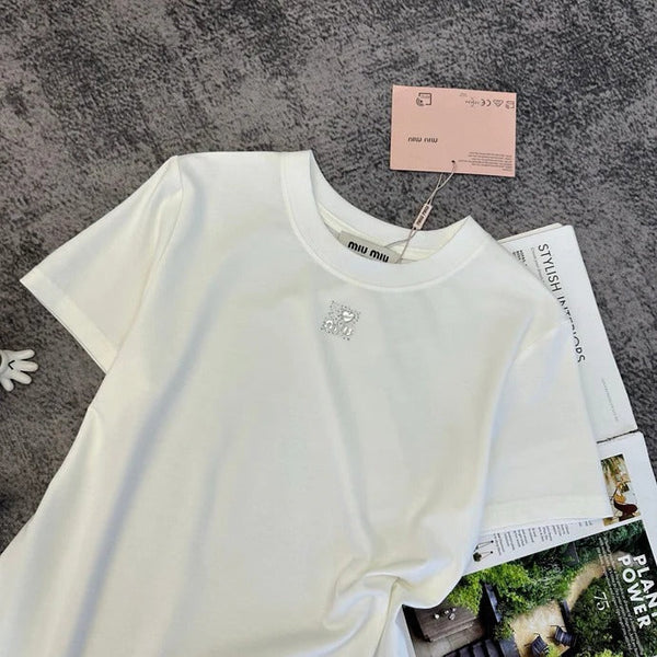 Miu 2026 T-shirt Mercerized Cotton 374818