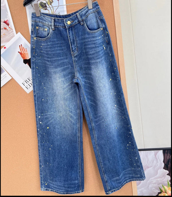 Chanel 2026 Jean Peinturé Effet Éclaboussures Coton Bleu 148270