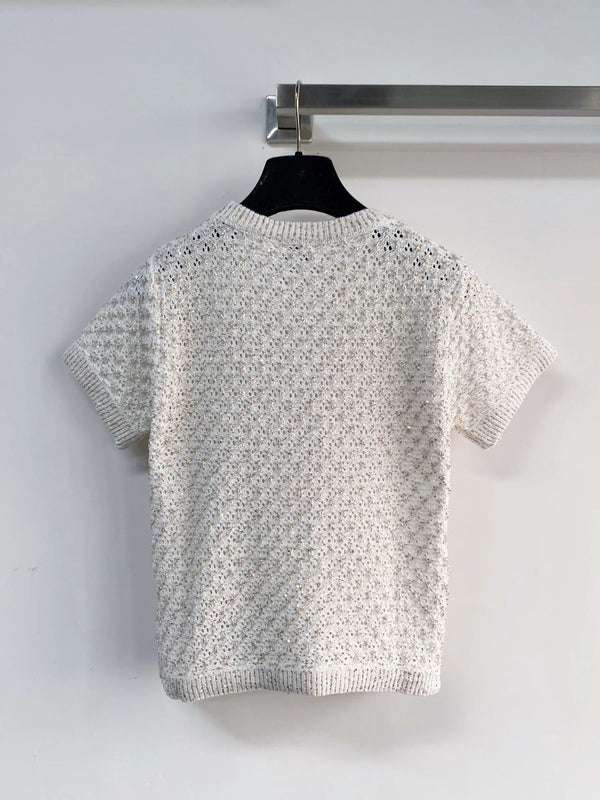 Chanel 2026 Chemise tricotée à manches courtes Laine écru 166806