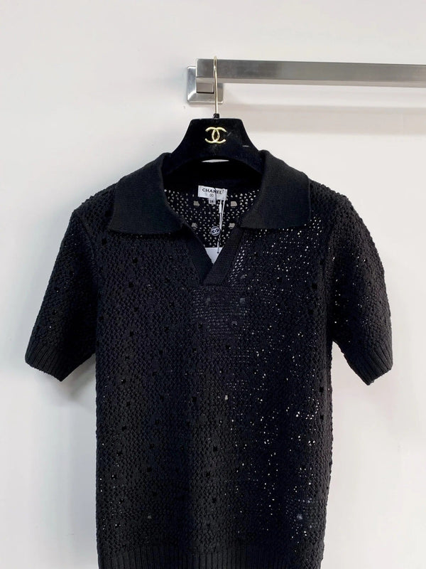 Chanel 2026 Polo en maille crochet Laine 166778