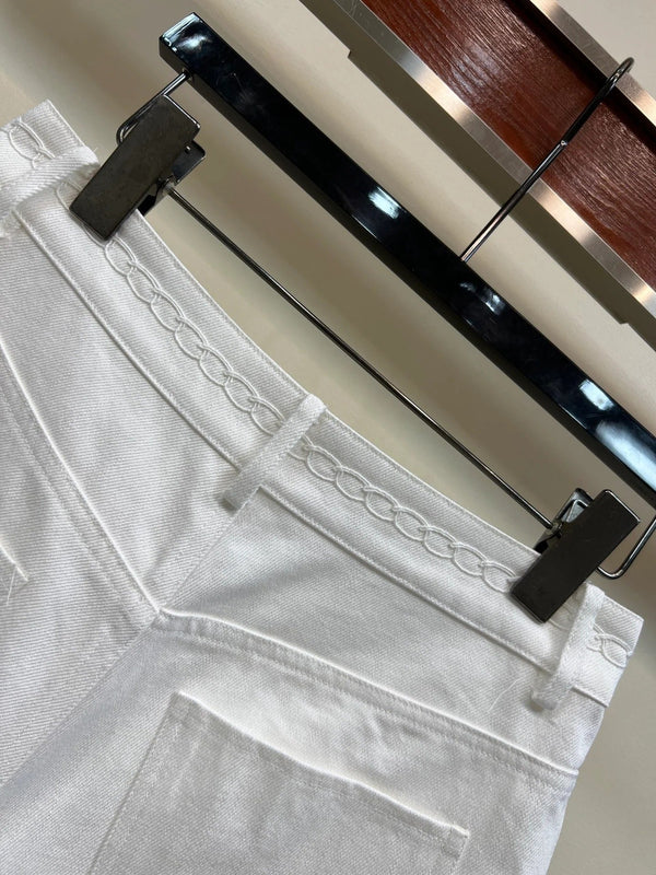 Chanel 2026 Short en jean taille haute coton blanc 360488