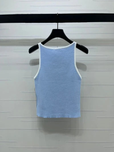 Miu 2026 Block U-Neck Knitted Vest Wool 375011