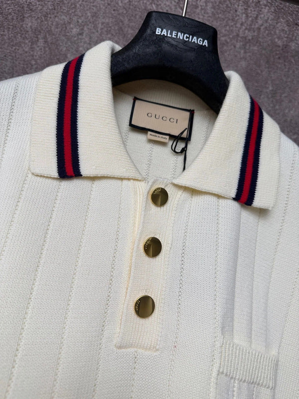 GC 2026 Men's Short-Sleeve Sweater Ivory Knitted Wool 643487