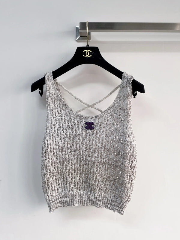 Chanel Gilet 2026 Laine Cachemire Rose et Gris 166789