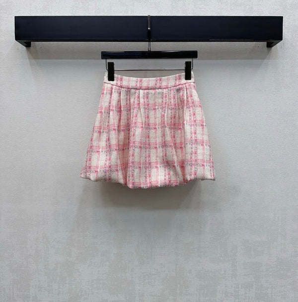 Chanel 2026 Plaid Set Pink White Polyester 314958