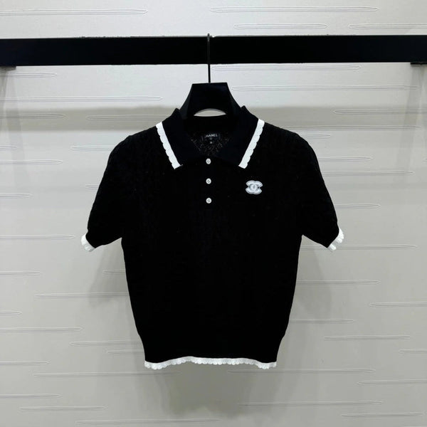 CC 2026 Preppy Style Knitted Polo Shirt Cotton 380688
