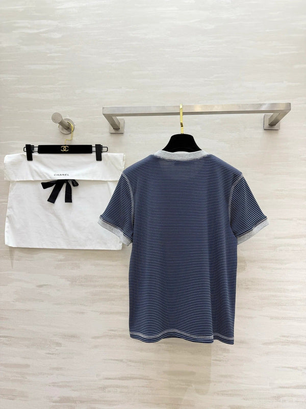 T-shirt rayé Chanel 2026 Camélia Coton 213368
