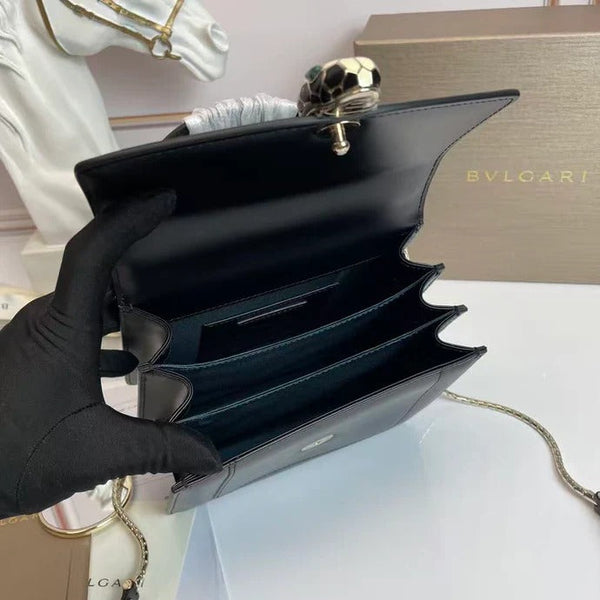 Sac Bulgari Serpenti Forever 20cm en agneau noir