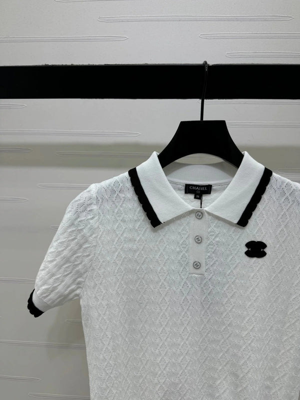 CC 2026 Preppy Style Knitted Polo Shirt Cotton 380688