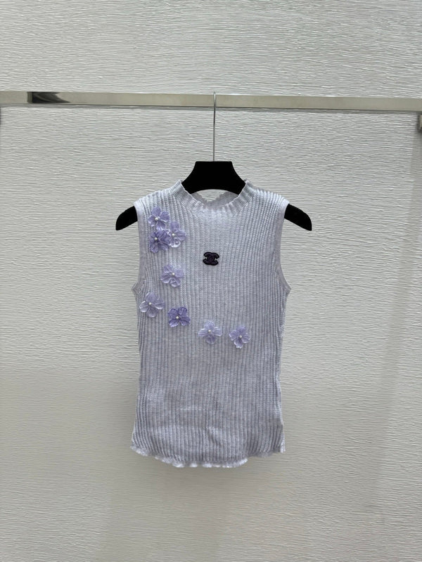 Chanel Gilet tricoté à col roulé floral 2026 Laine 200735