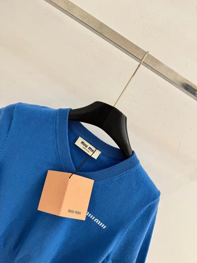 Miu 2026 T-shirt col V manches courtes Laine 341139