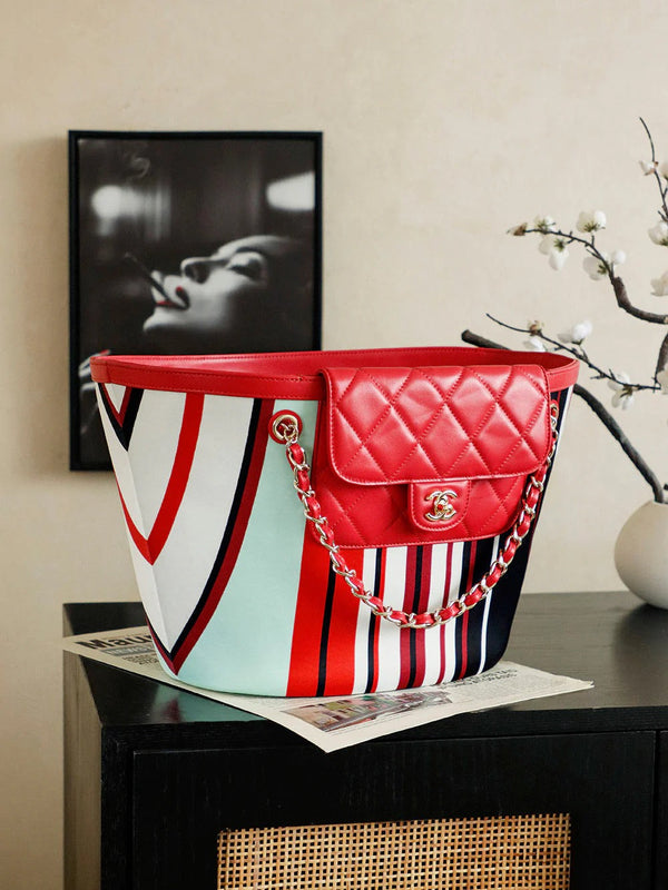 CC 2026 Bag 54cm Red Mix Colors Canvas Leather