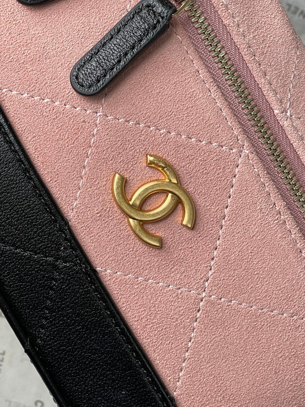 Chanel 2026 Vanity Bag 19.5cm Pink mix Black Suede Leather