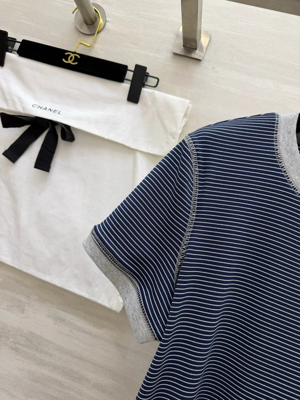 T-shirt rayé Chanel 2026 Camélia Coton 213368