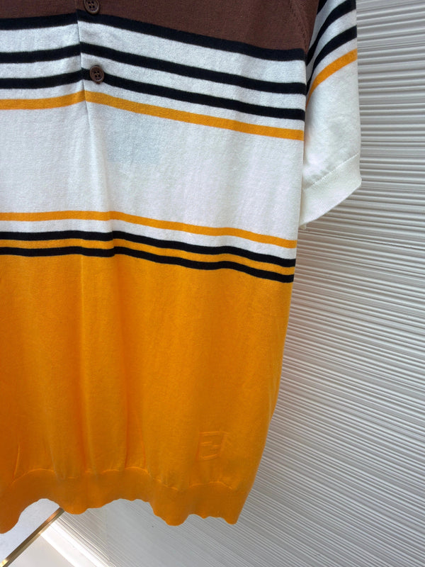 FF 2026 Men's Polo Shirt Brown Orange Cotton Fabric 830544