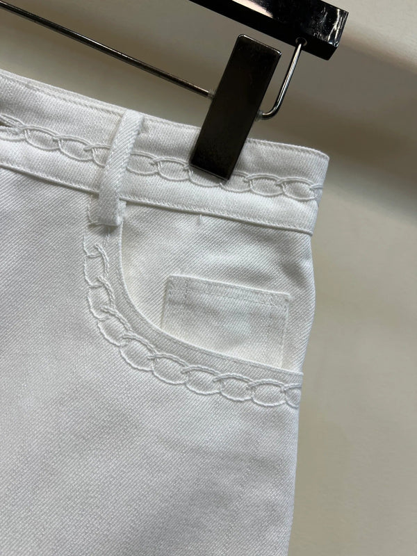 Chanel 2026 Short en jean taille haute coton blanc 360488