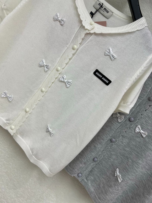 Miumiu 3D Bow Polka Dot Knit Sweater Wool 348372