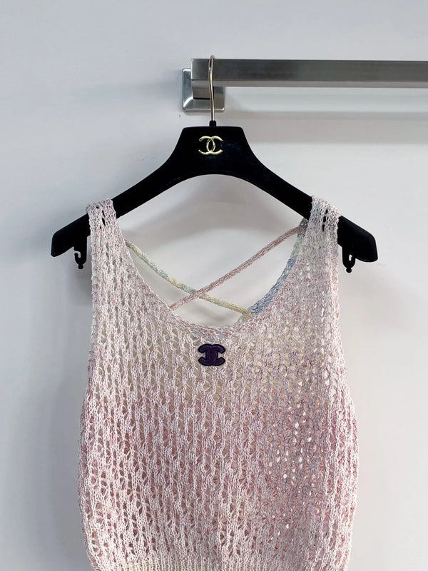 Chanel Gilet 2026 Laine Cachemire Rose et Gris 166789