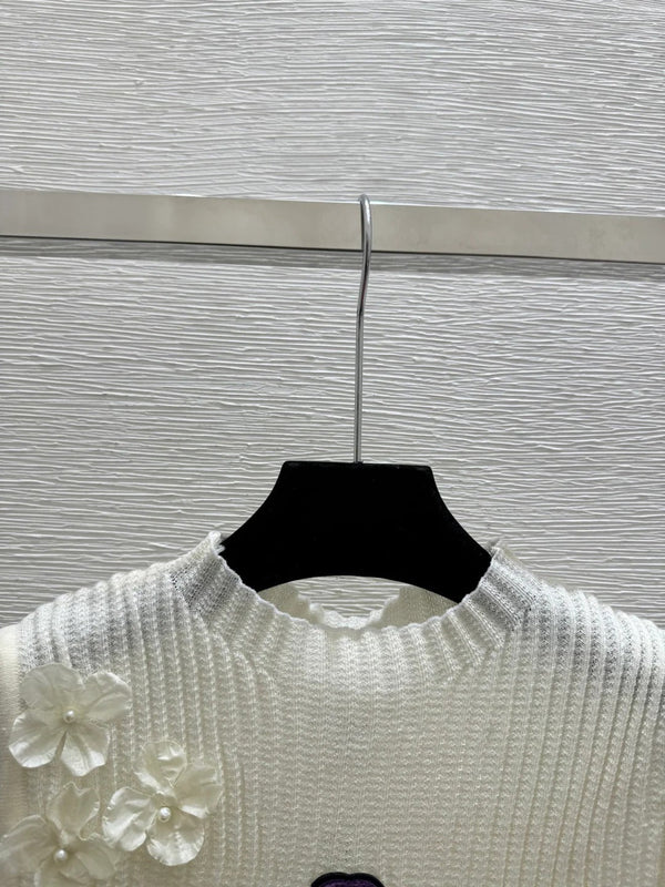 Chanel Gilet tricoté à col roulé floral 2026 Laine 200735