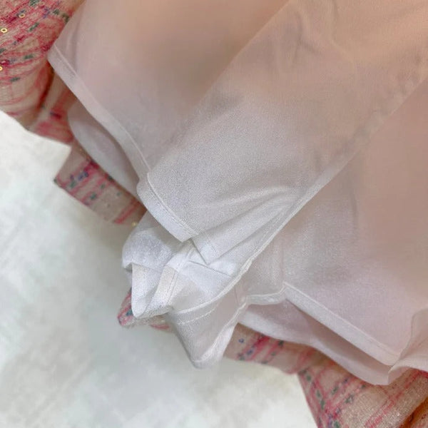 Chanel 2026 Plaid Set Pink White Polyester 314958