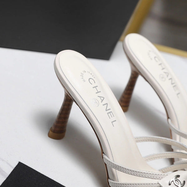 CC 2026 High-heeled Sandals With Delicate Bow 80mm White Cowhide 758427