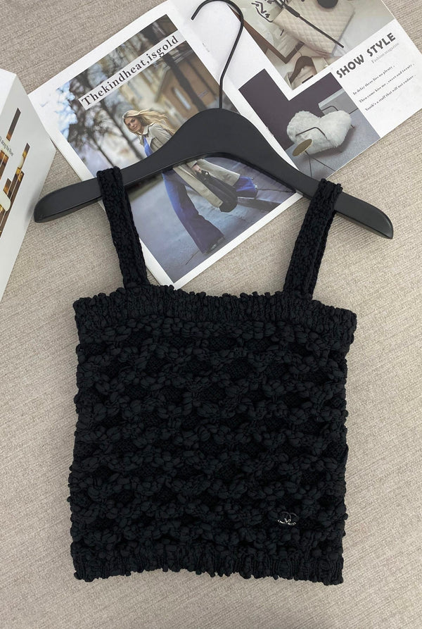 Chanel 2026 Camisole en maille ajourée matelassée en losanges en tweed Viscose Coton 170743