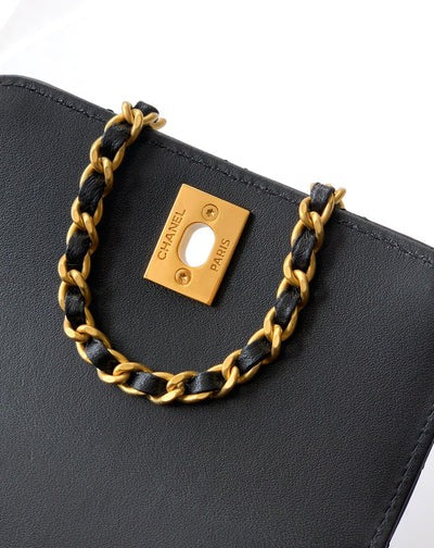 Chanel 2026 Quilted Coco Handle Flap Bag 14cm Black Calfskin