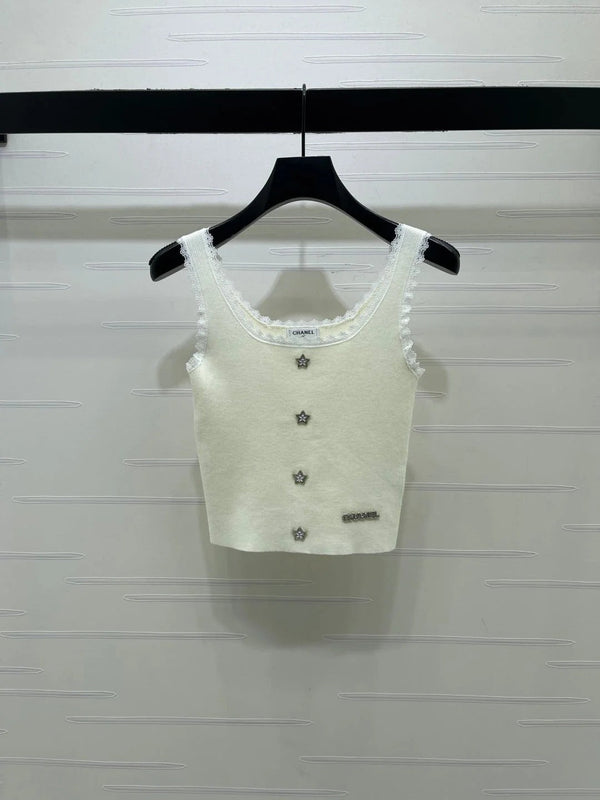 CC 2026 Lace-Trimmed Knit Vest Wool 771015