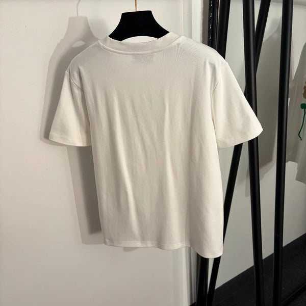 Chanel 2026 T-shirt Chrysanthème au Crochet Coton Blanc 150106