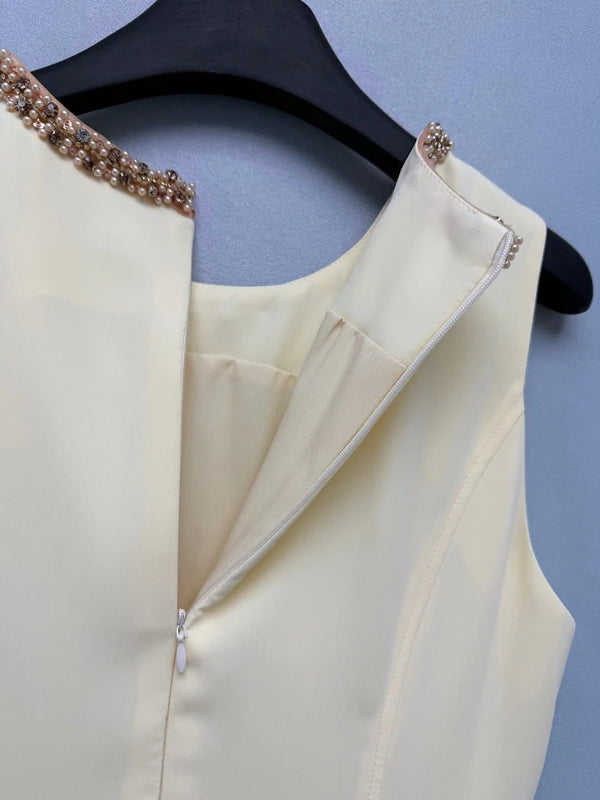 CC 2026 Sleeveless Dress Cream Brown Cotton 400298