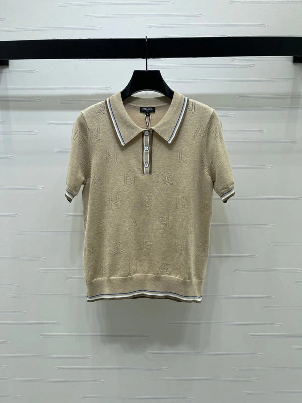CC 2026 Collar Short-sleeved Shirt Cotton Cashmere 380719