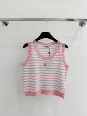 Chanel 2026 Striped Knit Vest Tencel Nylon 316878