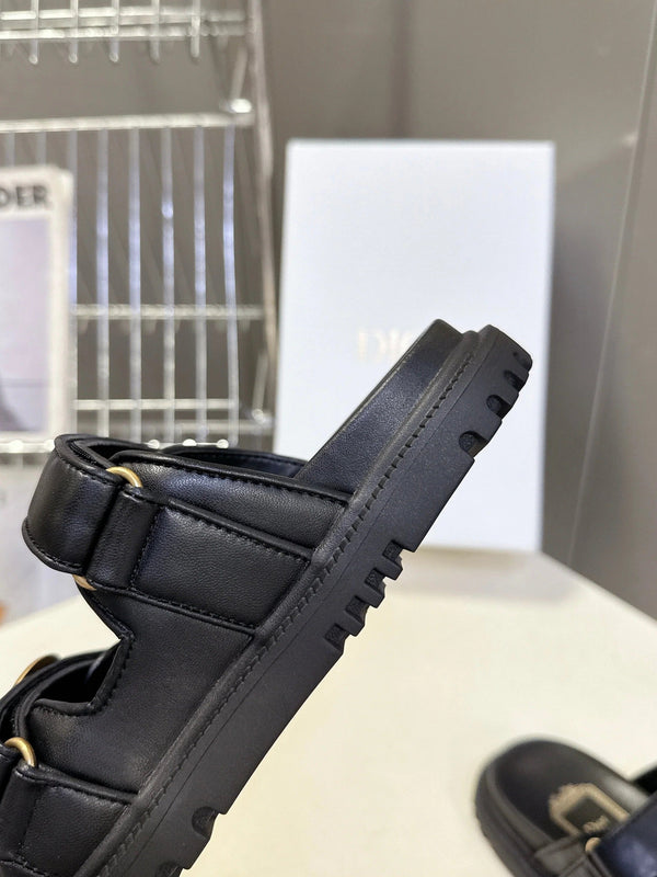 Dior 2026 Sandales à enfiler velcro en cuir noir 716903