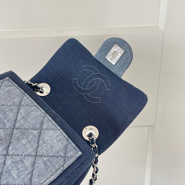 CC 2026 Quilted Mini Flap Bag 17cm Blue Denim