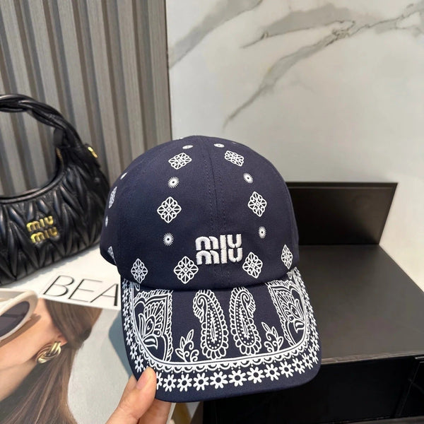 Miumiu Bandana Pattern And Embroidered Logo Hat 229398