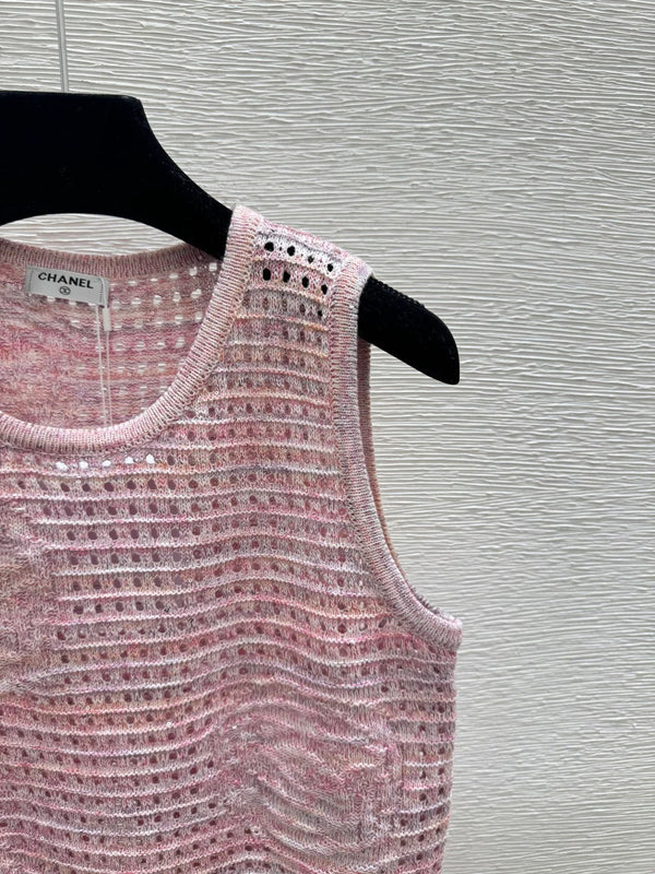 Chanel 2026 Gilet Sans Manches en Maille Évidée Fleur Laine 158962
