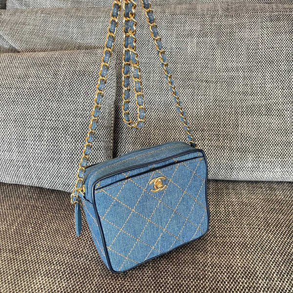 CC 2026 Camera Bag 17.5cm Blue Denim Leather