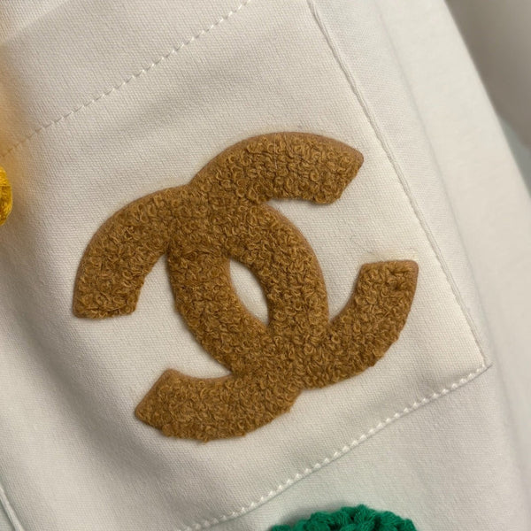 Chanel 2026 T-shirt Chrysanthème au Crochet Coton Blanc 150106