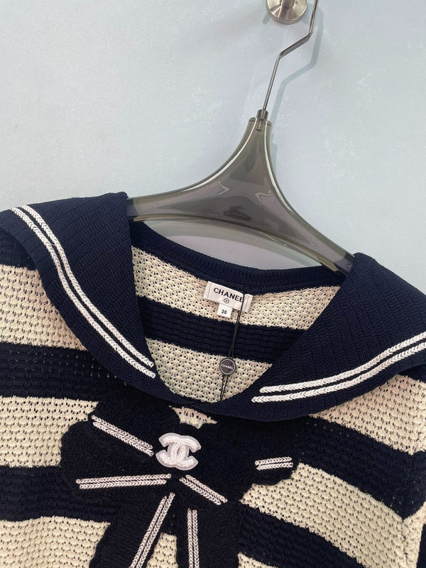 CC 2026 Bow Tie Shirt Black Cream Wool 613010