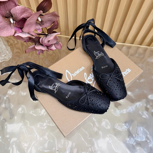 CL Sweetie Jane Strass Ballerina Flat Strass Silk Leather 853096