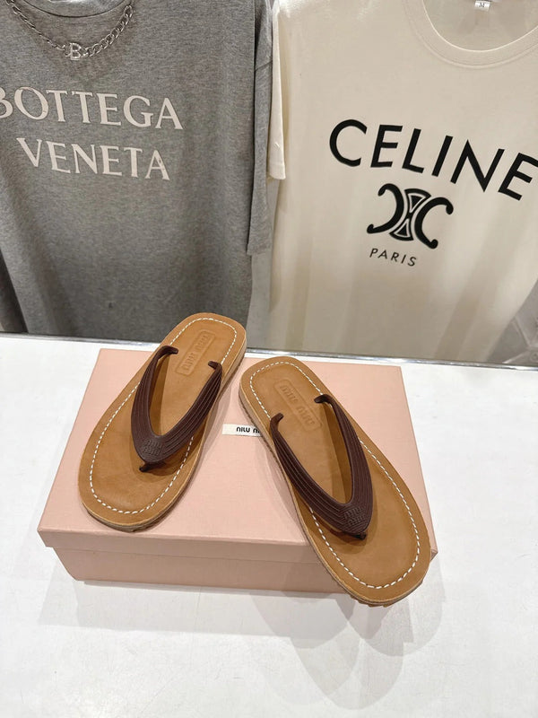 Miumiu 26ss Thong Sandals Suede Cowhide 713100